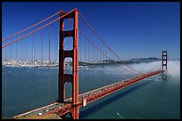 Golden Gate bridge and fog seen from Battery Spencer, afternoon. San Francisco, California, USA