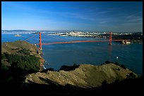 Golden Gate bridge  seen from Hawk Hill, afternoon. San Francisco, California, USA ( color)