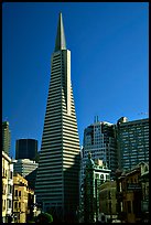 Transamerica Pyramid and Columbus Tower. San Francisco, California, USA ( color)