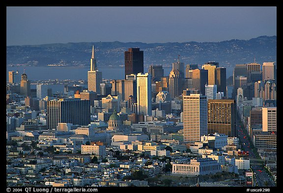 Skyline from Twin Peaks, sunset. San Francisco, California, USA (color)