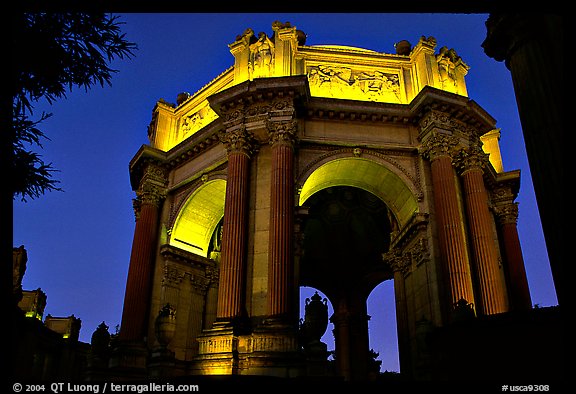 Rotunda of the Palace of Fine arts, night. San Francisco, California, USA (color)