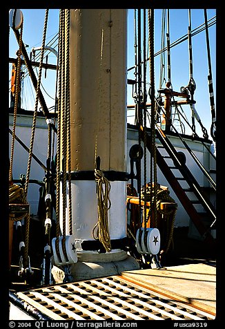 Deck and Mast of the Balclutha, Maritime Museum. San Francisco, California, USA (color)