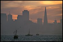 City skyline with sunset clouds seen from Treasure Island. San Francisco, California, USA ( color)