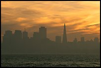 City skyline with sunset clouds seen from Treasure Island. San Francisco, California, USA