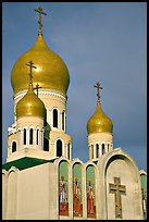 Bulbs of Russian Orthodox Holy Virgin Cathedral. San Francisco, California, USA