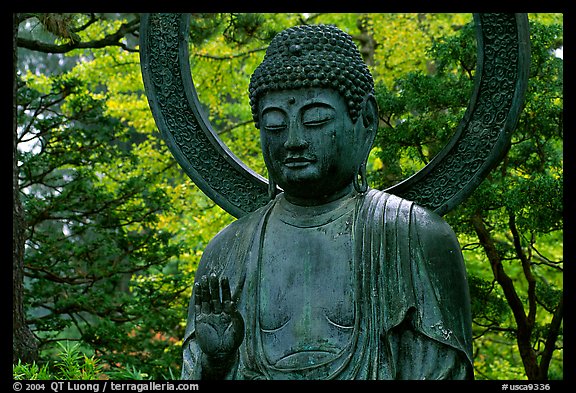 Buddha statue in the Japanese Garden, Golden Gate Park. San Francisco, California, USA