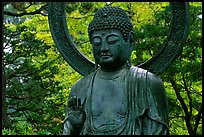 Buddha statue in the Japanese Garden, Golden Gate Park. San Francisco, California, USA (color)