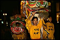 Lion dancers  during the Chinese New Year celebration. San Francisco, California, USA