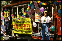 Cable car  during the Gay Parade. San Francisco, California, USA