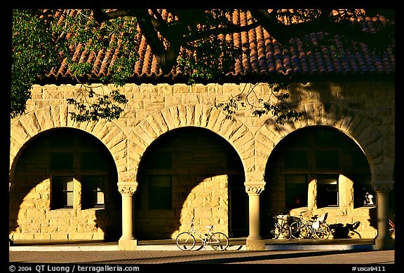 Arches of the Quad in mauresque style. Stanford University, California, USA (color)