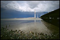 Dumbarton Bridge with storm clouds. Menlo Park,  California, USA (color)