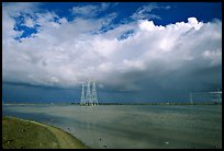 Power lines and clouds, Ravenswood National Wildlife Refuge. Menlo Park,  California, USA (color)