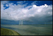 Power lines and clouds, Ravenswood National Wildlife Refuge. Menlo Park,  California, USA ( color)