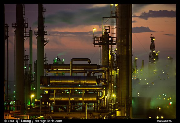 San Francisco Refinery, sunset, Rodeo. San Pablo Bay, California, USA (color)