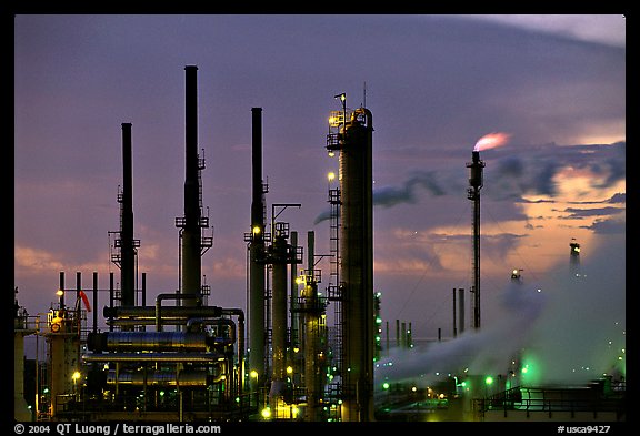 Pipes of San Francisco Refinery, Rodeo. San Pablo Bay, California, USA (color)