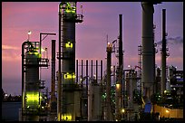 Pipes of industrial Oil Refinery near Rodeo at dusk. SF Bay area, California, USA ( color)