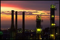 Chimneys of ConocoPhillips Oil Refinery, Rodeo. San Pablo Bay, California, USA (color)