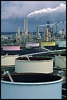 Storage citerns and piples of Oil Refinery near Rodeo. SF Bay area, California, USA ( color)