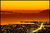 Bay and Golden Gate at sunset from the Berkeley Hills. Berkeley, California, USA (color)