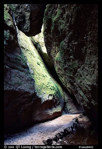 Rocks and path in Bear Gulch Caves. Pinnacles National Park (color)