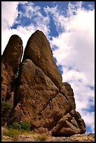 Spire with climbers. Pinnacles National Park, California, USA.