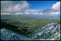 Looking towards the delta from the summit after a snow storm, Mt Diablo State Park. California, USA