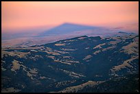 Shadow of Mt Diable projects far into the Central Valley at sunset, Mt Diablo State Park. California, USA (color)