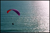 Paraglider above the ocean, the Dumps, Pacifica. San Mateo County, California, USA