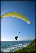 Paragliding above the ocean, the Dumps, Pacifica. San Mateo County, California, USA (color)