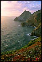 Coastline near Devil's slide, sunset. San Mateo County, California, USA ( color)