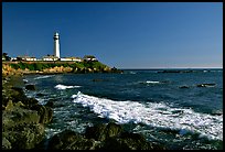 Wave and Pigeon Point Lighthouse, afternoon. San Mateo County, California, USA (color)