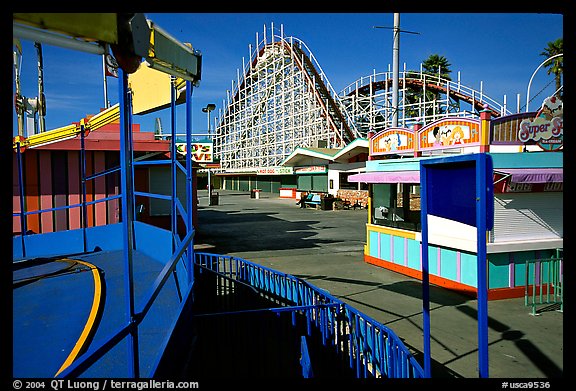 Boardwalk amusement park, morning. Santa Cruz, California, USA (color)