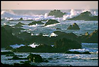 Surf and rocks, Ocean drive, Carmel. Pacific Grove, California, USA (color)