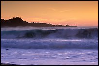 Surf at  sunset,  Carmel River State Beach. Carmel-by-the-Sea, California, USA