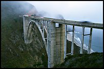 Bixby Creek Bridge in fog. Big Sur, California, USA (color)