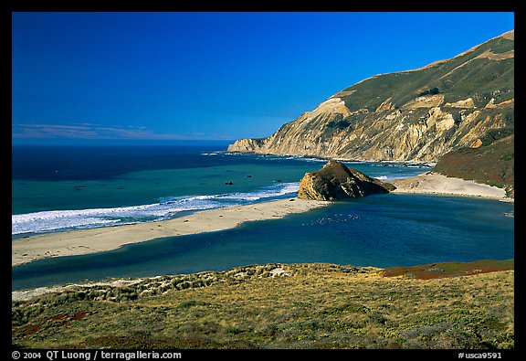 Lagoon and beach. Big Sur, California, USA (color)