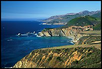 Distant view of Bixby Creek Bridge and coast. Big Sur, California, USA ( color)