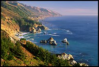 Costline from Partington Point, Julia Pfeiffer Burns State Park, late afternoon. Big Sur, California, USA (color)