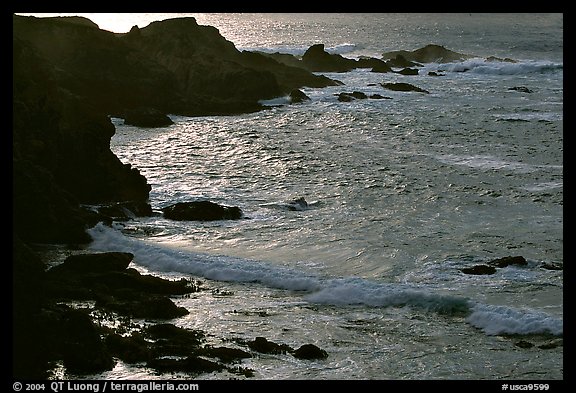 Rocks and surf, Garapata State Park, afternoon. Big Sur, California, USA