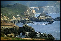 Rocky coast and Bixbie Creek Bridge. Big Sur, California, USA ( color)