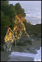 McWay Cove waterfall, late afternoon. Big Sur, California, USA (color)