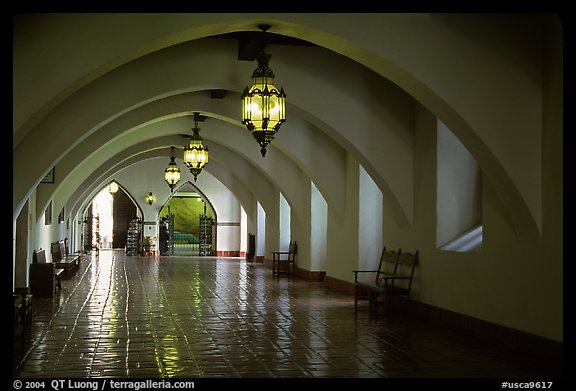 Corridors of the courthouse. Santa Barbara, California, USA (color)