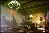 Decorated mural  room of the courthouse. Santa Barbara, California, USA (color)