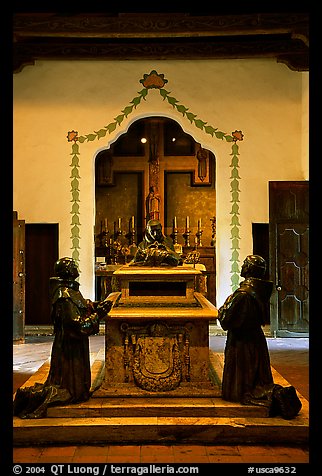 Statues of the fathers, Carmel Mission. Carmel-by-the-Sea, California, USA