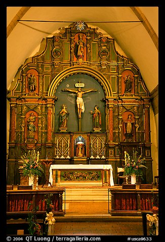 Altar detail, Carmel Mission. Carmel-by-the-Sea, California, USA