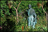 Statues of the father in the garden, Carmel Mission. Carmel-by-the-Sea, California, USA (color)