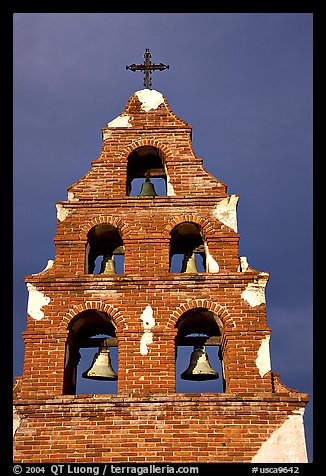 Bell tower, Mission San Miguel Arcangel. California, USA (color)