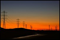 Power lines at sunset, Central Valley. California, USA ( color)