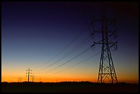 Power lines at sunset, San Joaquin Valley. California, USA ( color)