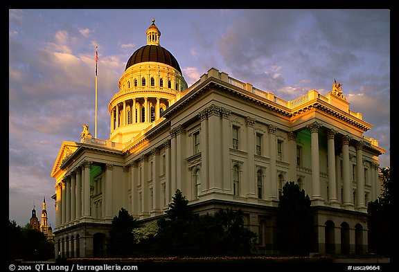 California State capitol, sunset. Sacramento, California, USA (color)